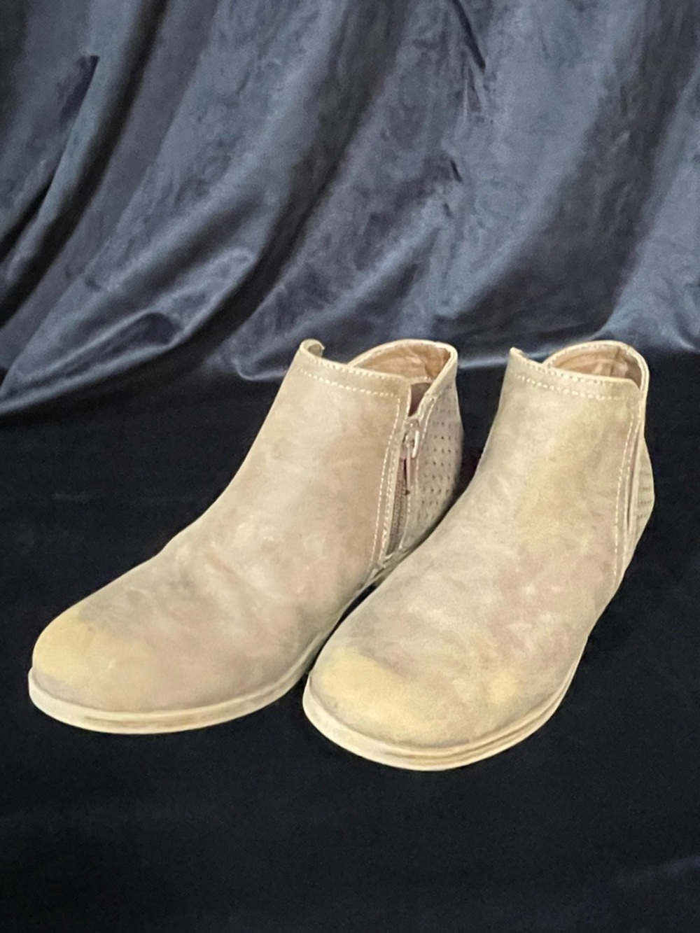 MIA Kids Tan Suede Ankle Boots with Side Zip